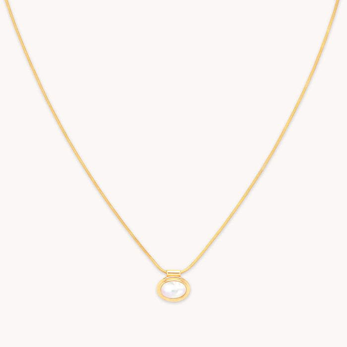 Mother of Pearl Pendant Necklace in Gold