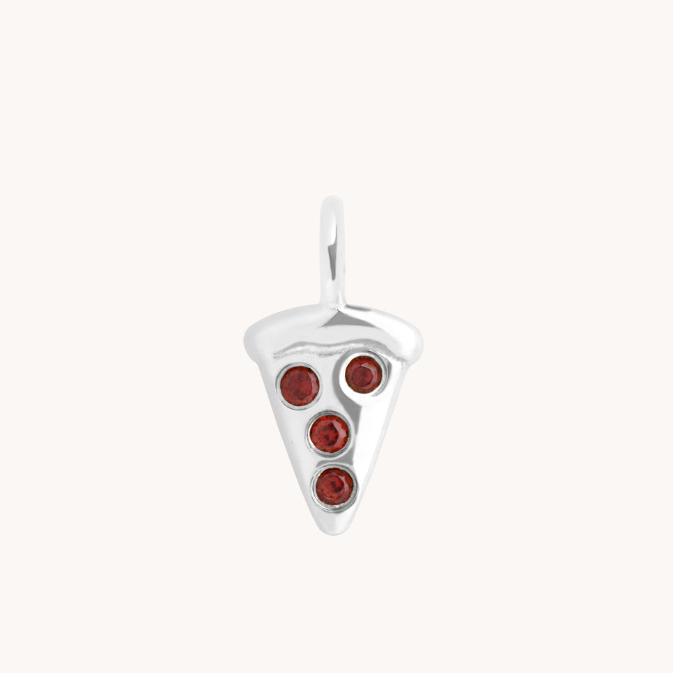 Pizza Charm 9k White Gold