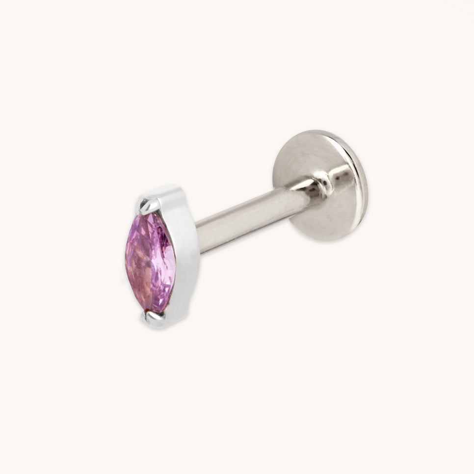 Purple Marquise Titanium Piercing Stud in Platinum