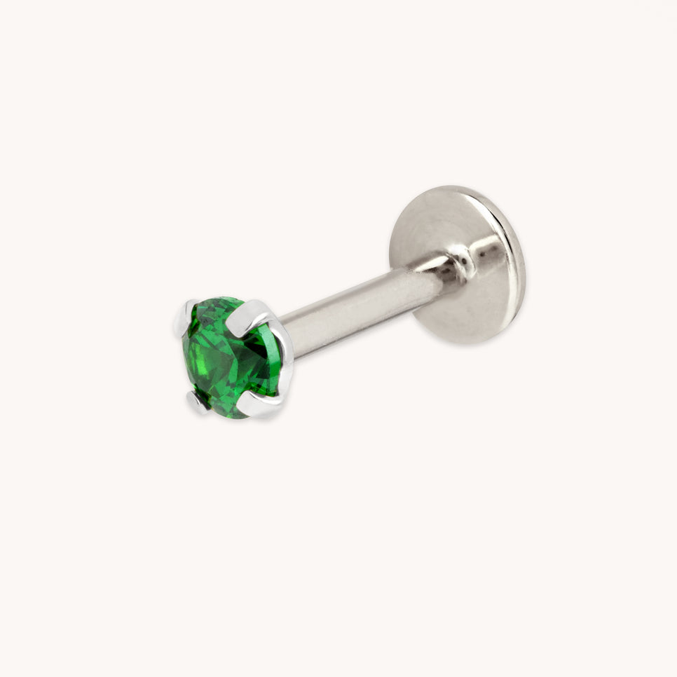 Green Titanium Piercing Stud in Platinum