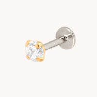 Bold Crystal Titanium Piercing Stud in Gold