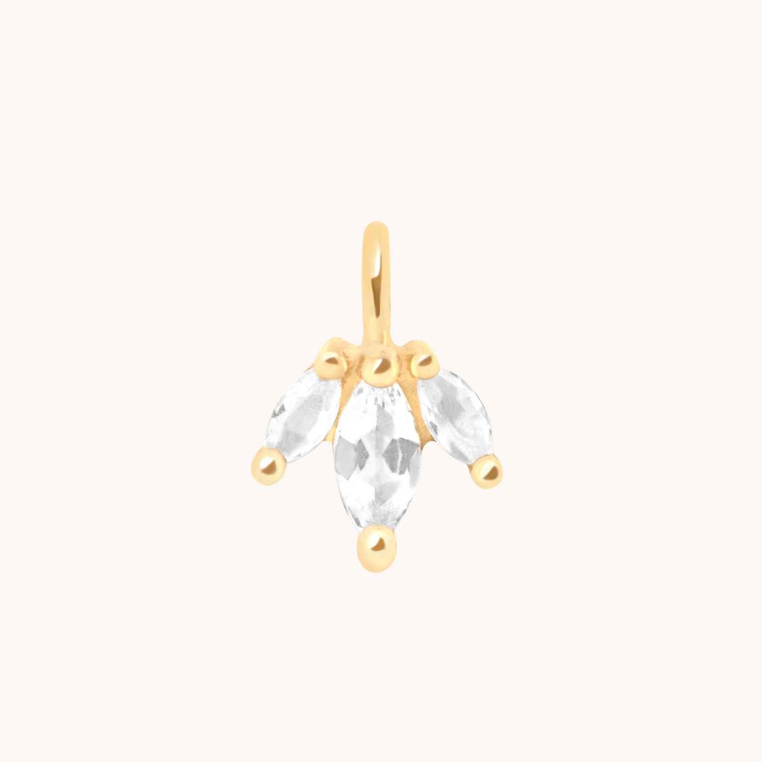 White Topaz Marquise Charm in 9k Gold