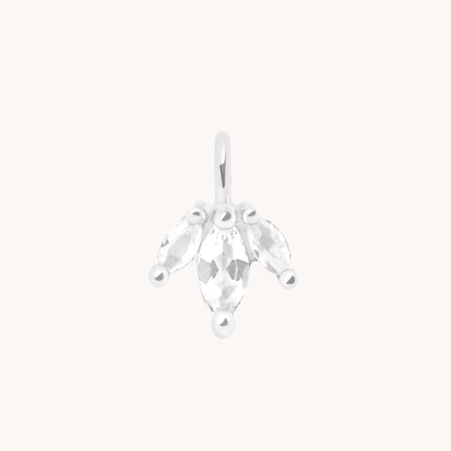 White Topaz Marquise Charm in 9k White Gold