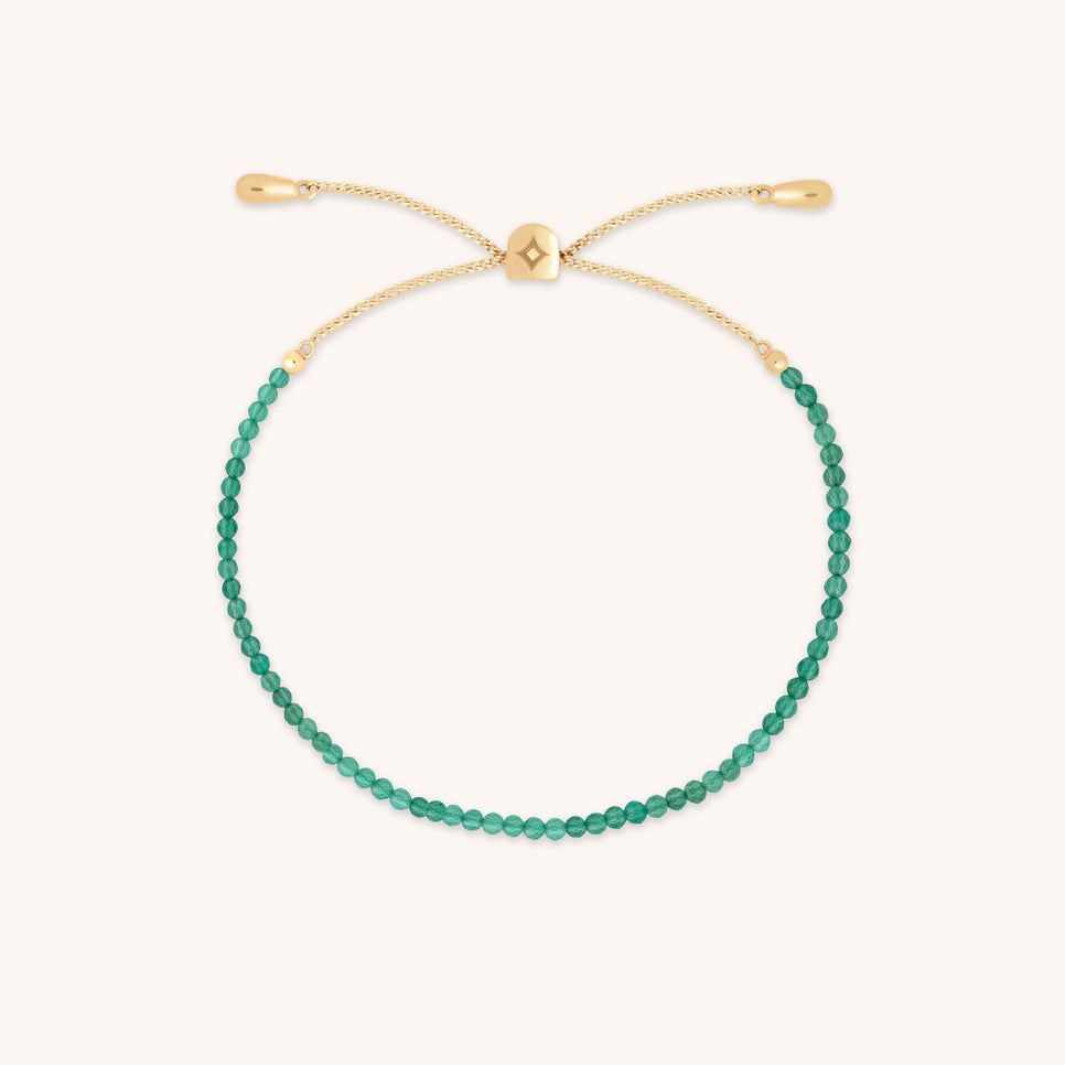 Green Agate Gemstone Bracelet in 9k Gold