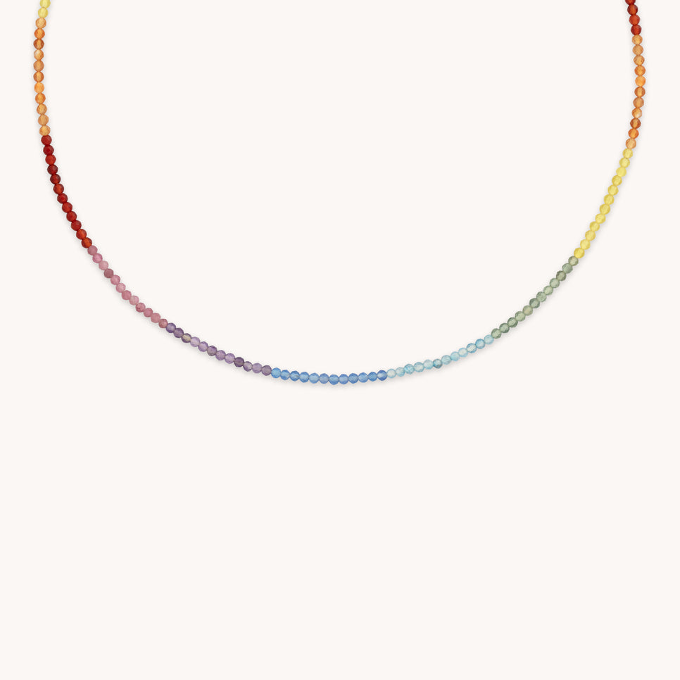 Rainbow Gemstone Necklace in 9k White Gold