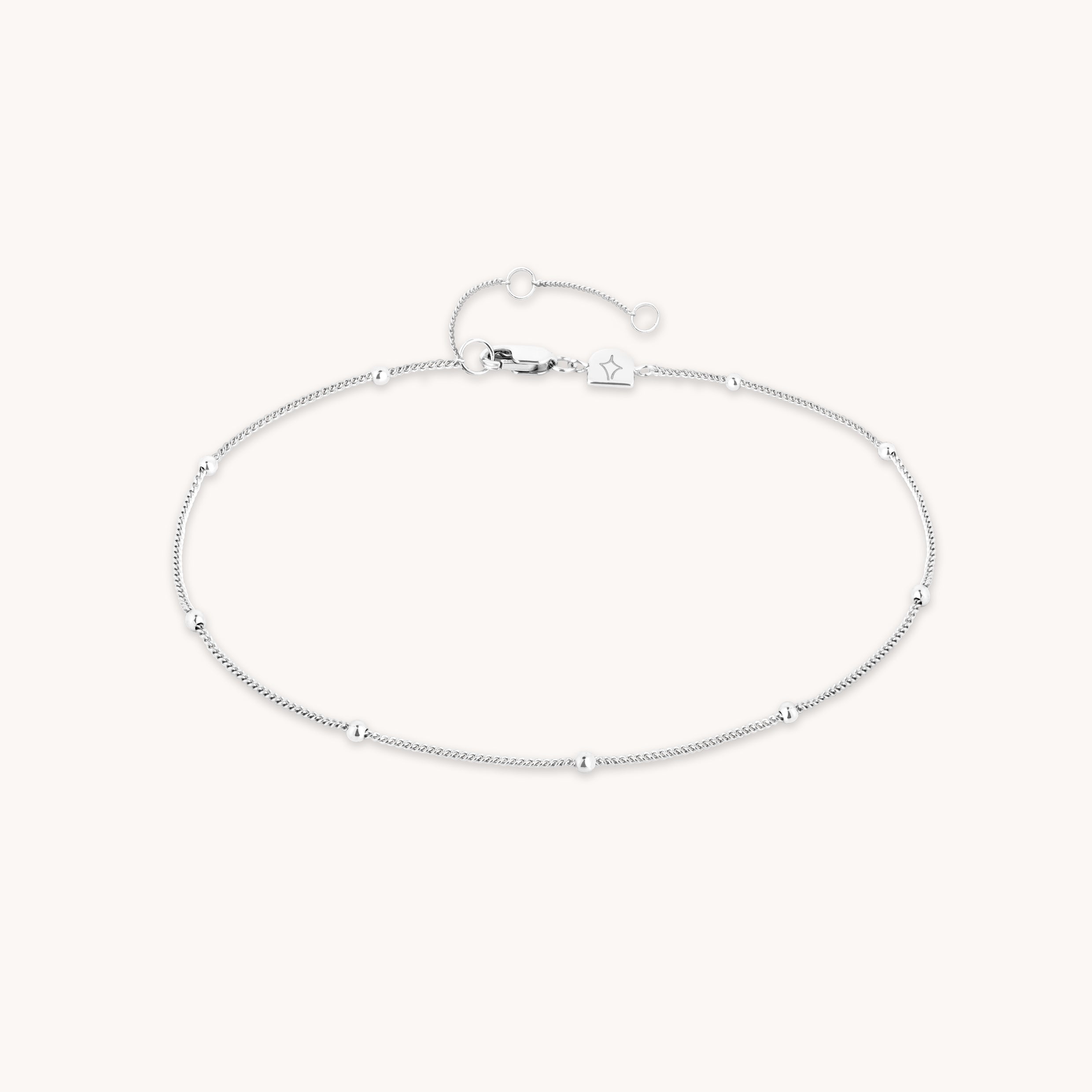 Essential Beaded Chain Anklet in Silver