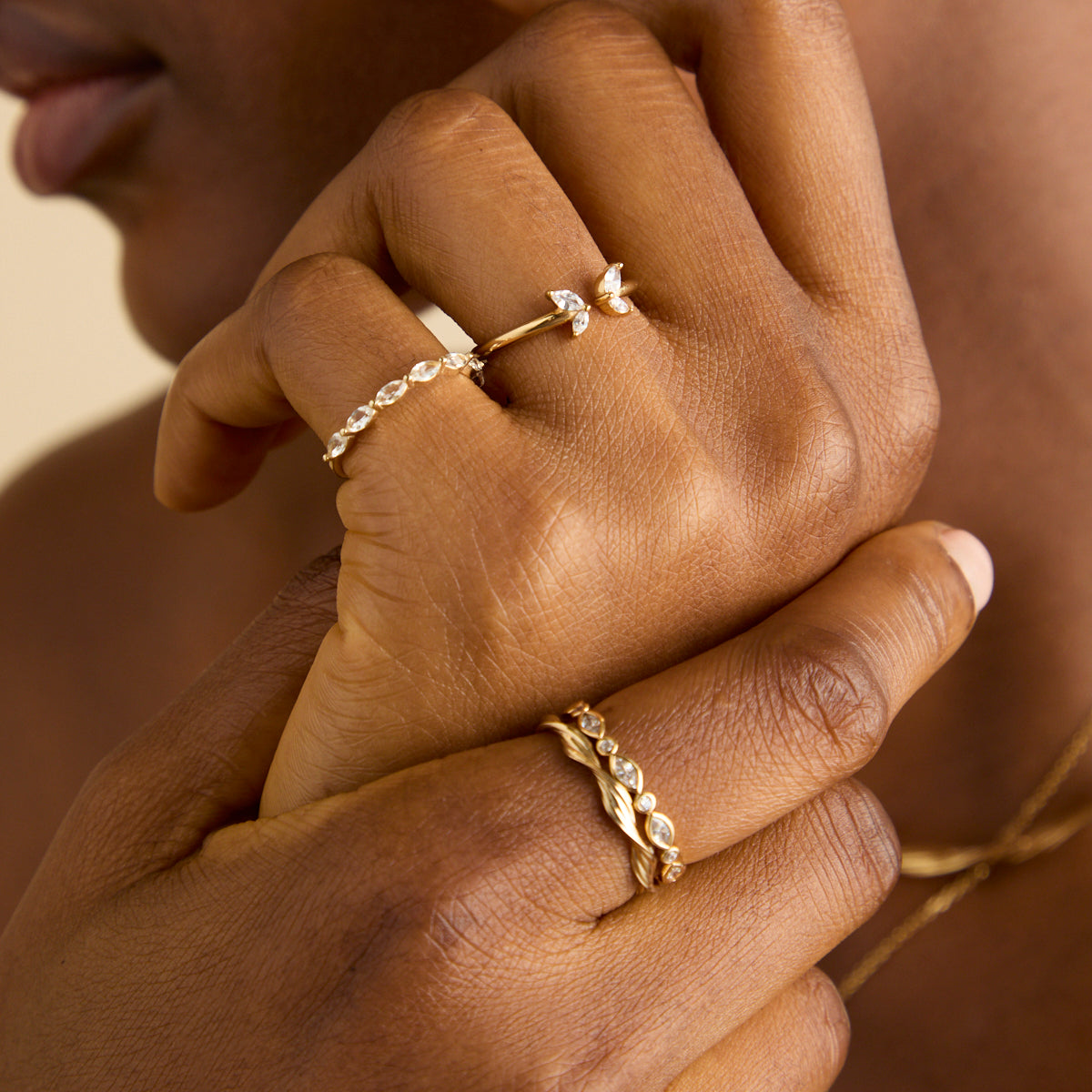 Butterfly Crystal Open Ring in Gold