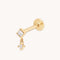 Diamond Bezel Charm Piercing Stud in Solid Gold