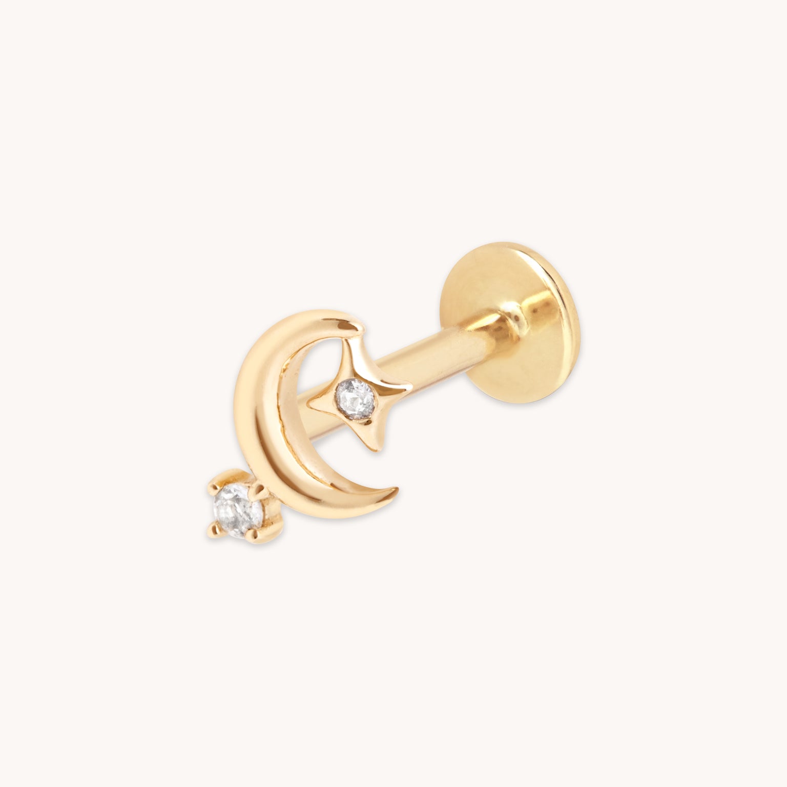 Celestial Moon Piercing Stud in Solid Gold