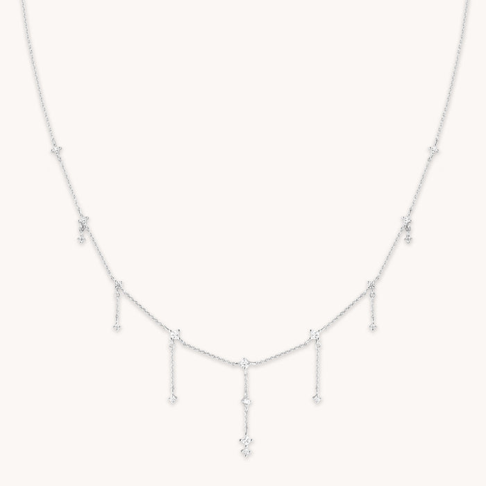 Cosmic Charm Drop Necklace in Silver