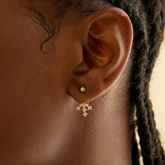 18k Gold Plated Jewellery - Cosmic Star Crystal Ear Jacket in Gold - Stud Earrings - Astrid &amp; Miyu