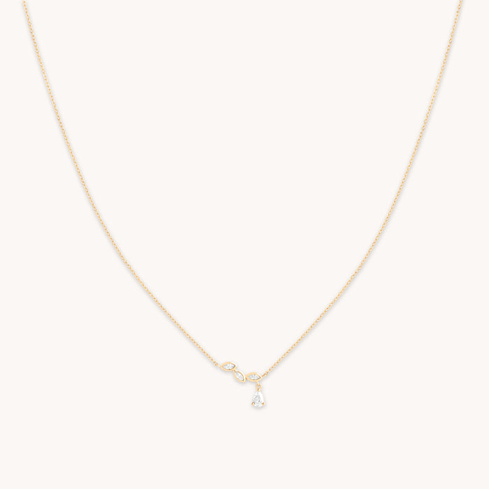 Diamond Marquise Drop Pendant Necklace in Solid Gold