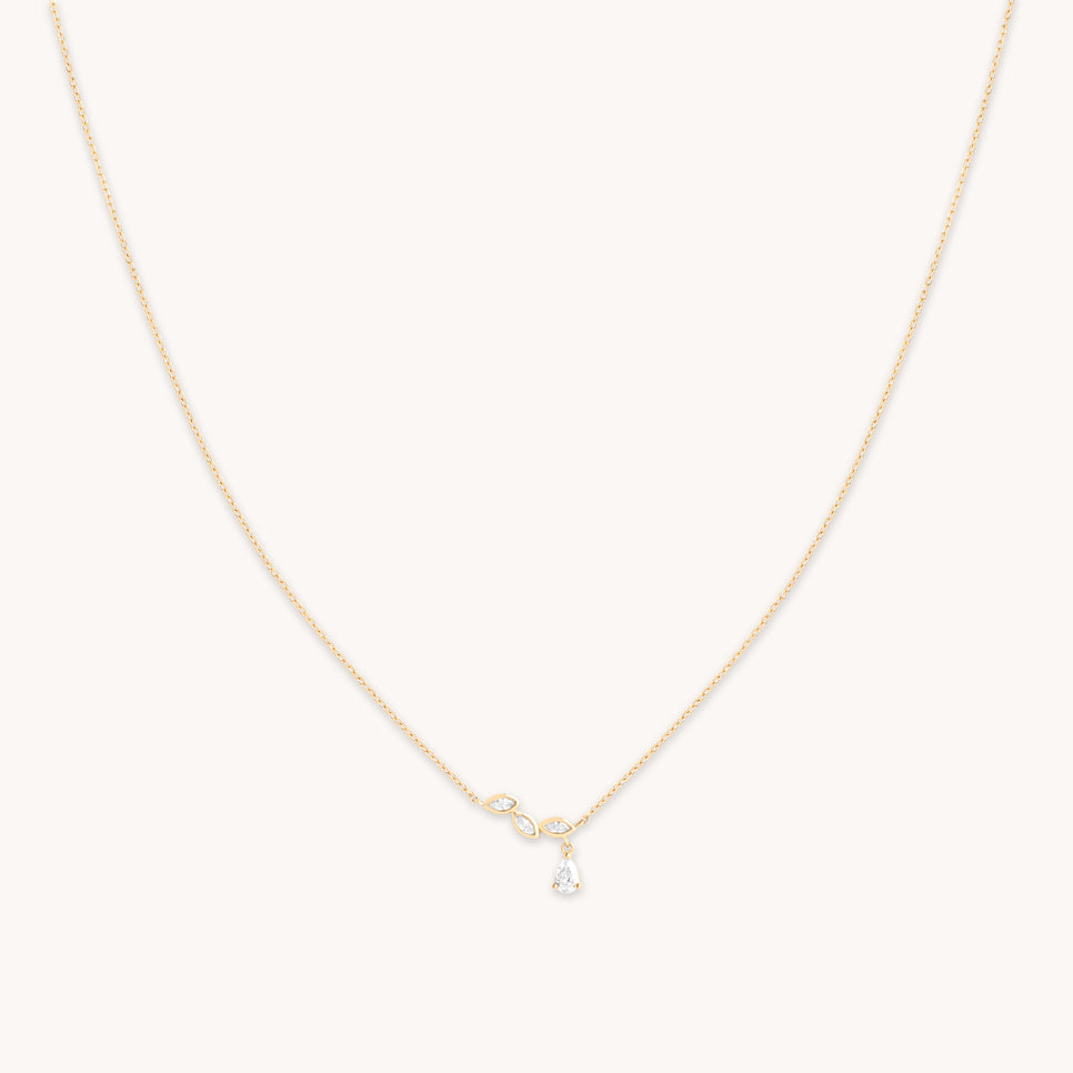 Diamond Marquise Drop Pendant Necklace in Solid Gold