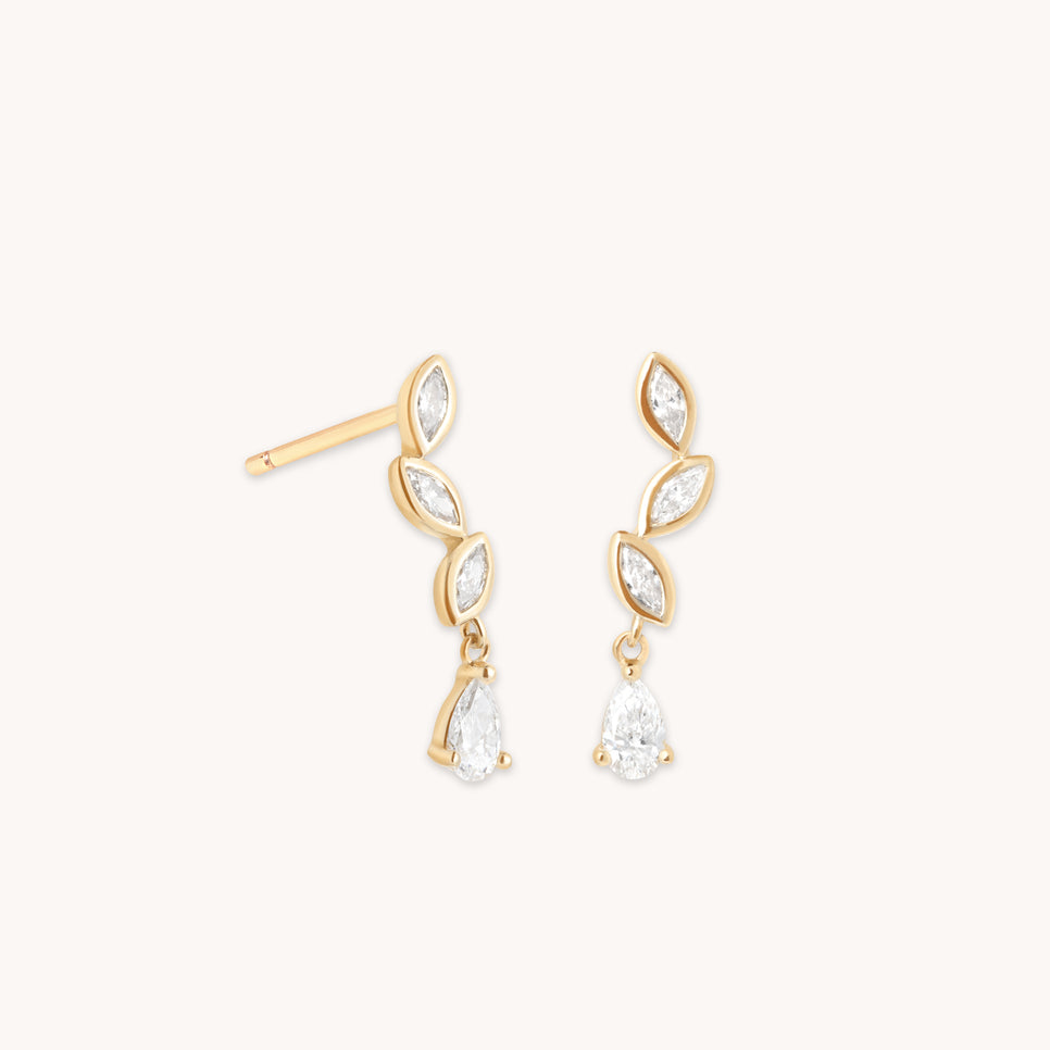 Earrings - Diamond Marquise Drop Studs in Solid Gold - Stud Earrings - Astrid &amp; Miyu