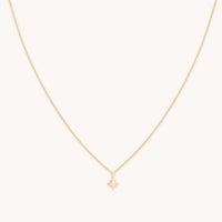 White Topaz Star Pendant Necklace in Solid Gold