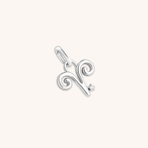 Aries Zodiac Talisman Charm in Silver