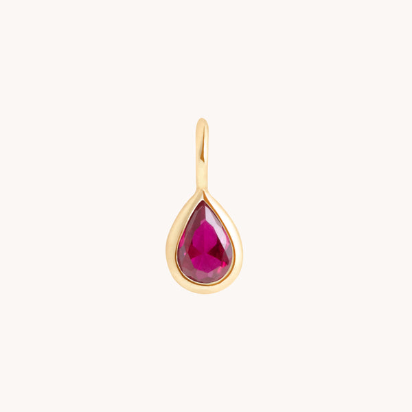 Ruby Pear Charm 9k Gold