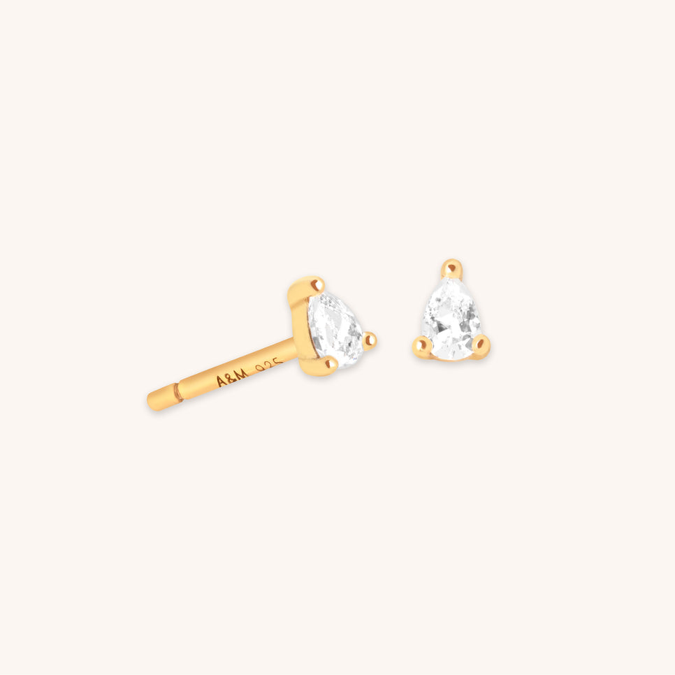 18k Gold Plated Jewellery - Pear Crystal Stud Earrings in Gold - Stud Earrings - Astrid &amp; Miyu