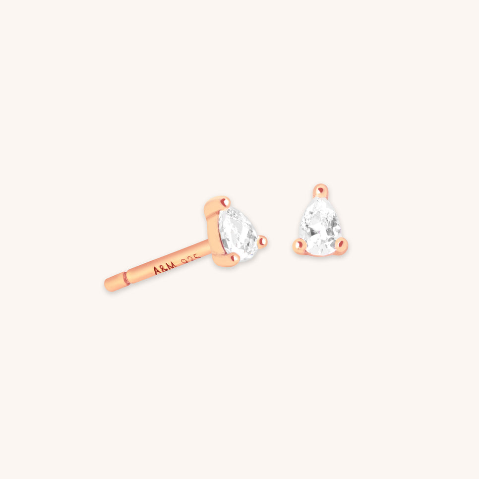 18k Rose Gold Plated Jewellery - Pear Crystal Stud Earrings in Rose Gold - Stud Earrings - Astrid &amp; Miyu