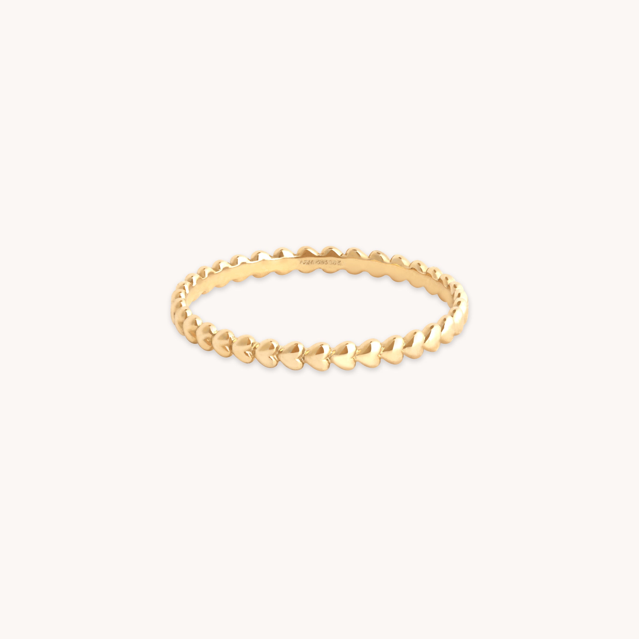 Heart Band Ring in Solid Gold