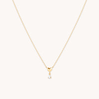 White Topaz Heart Pendant Necklace in Solid Gold