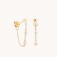 Heart Topaz Chain Studs in Solid Gold