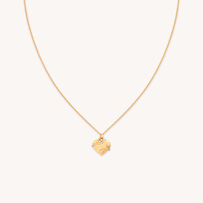 Heart & Snake Pendant Necklace in Gold