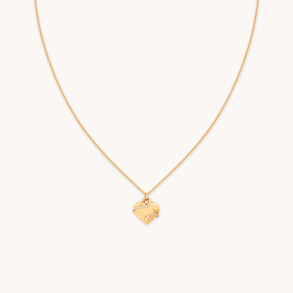 18k Gold Plated Jewellery - Heart & Snake Pendant Necklace in Gold - Pendant Necklace - Astrid &amp; Miyu