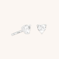 Heart Crystal Studs in Silver