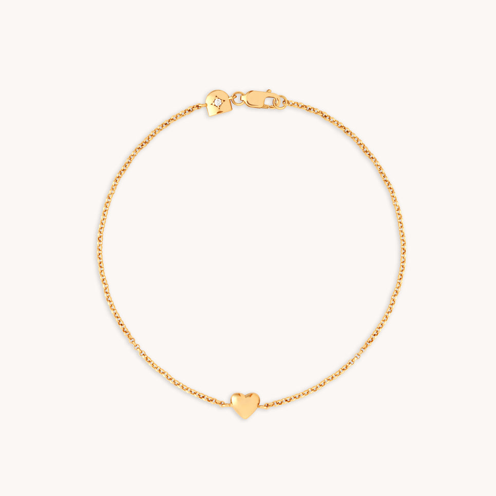 18k Gold Plated Jewellery - Love Heart Charm Bracelet in Gold - Charm Bracelets - Astrid &amp; Miyu