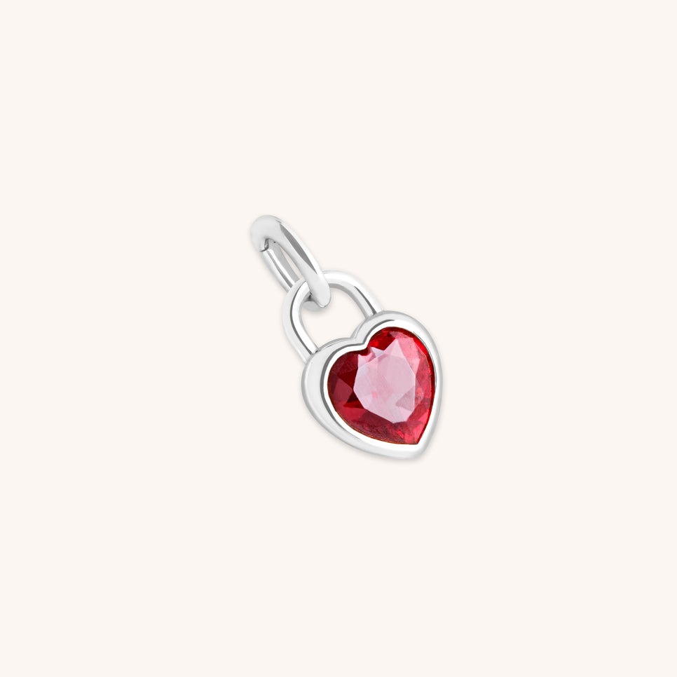 Red Heart Talisman Charm in Silver