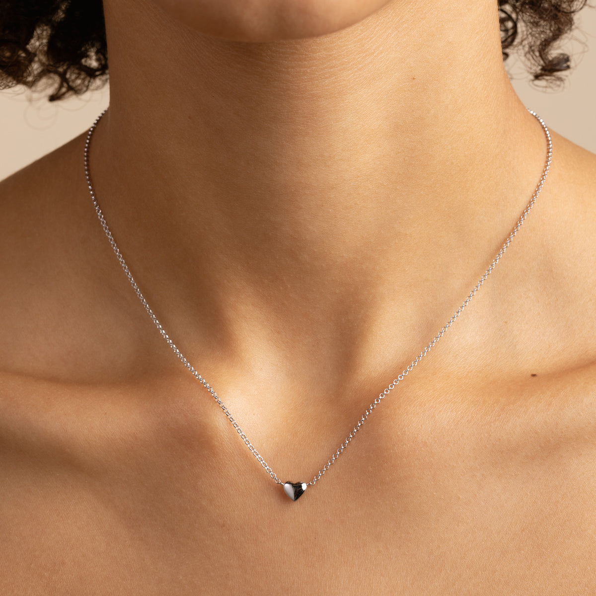 Love Heart Charm Necklace in Silver