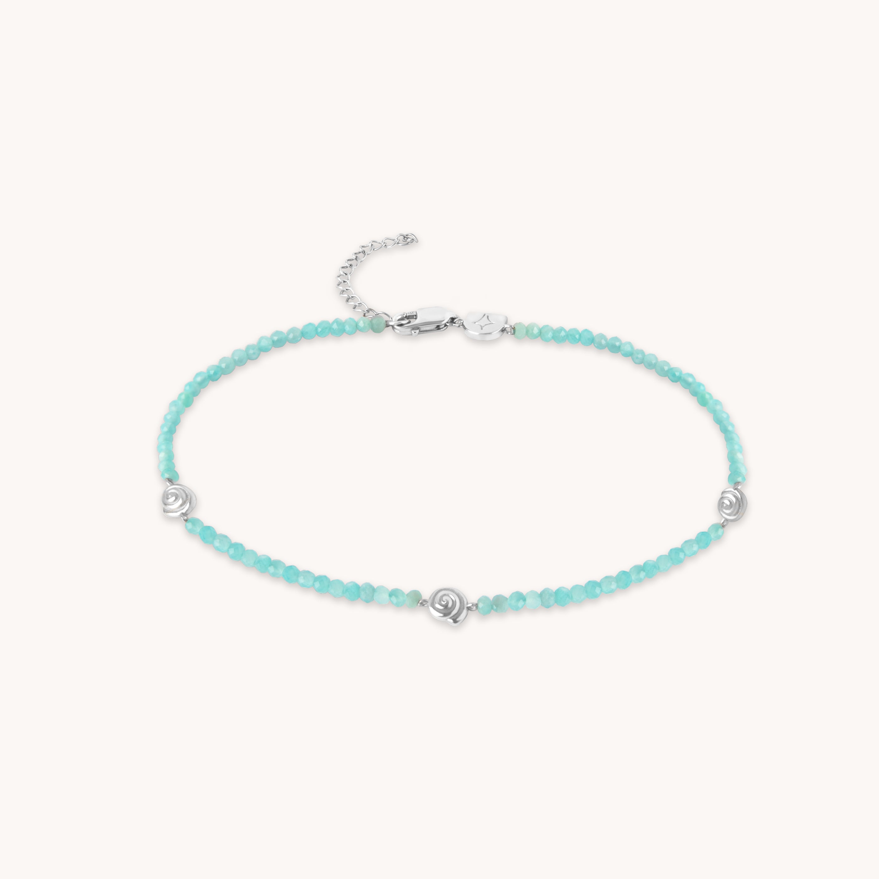 Amazonite Shell Anklet in Silver