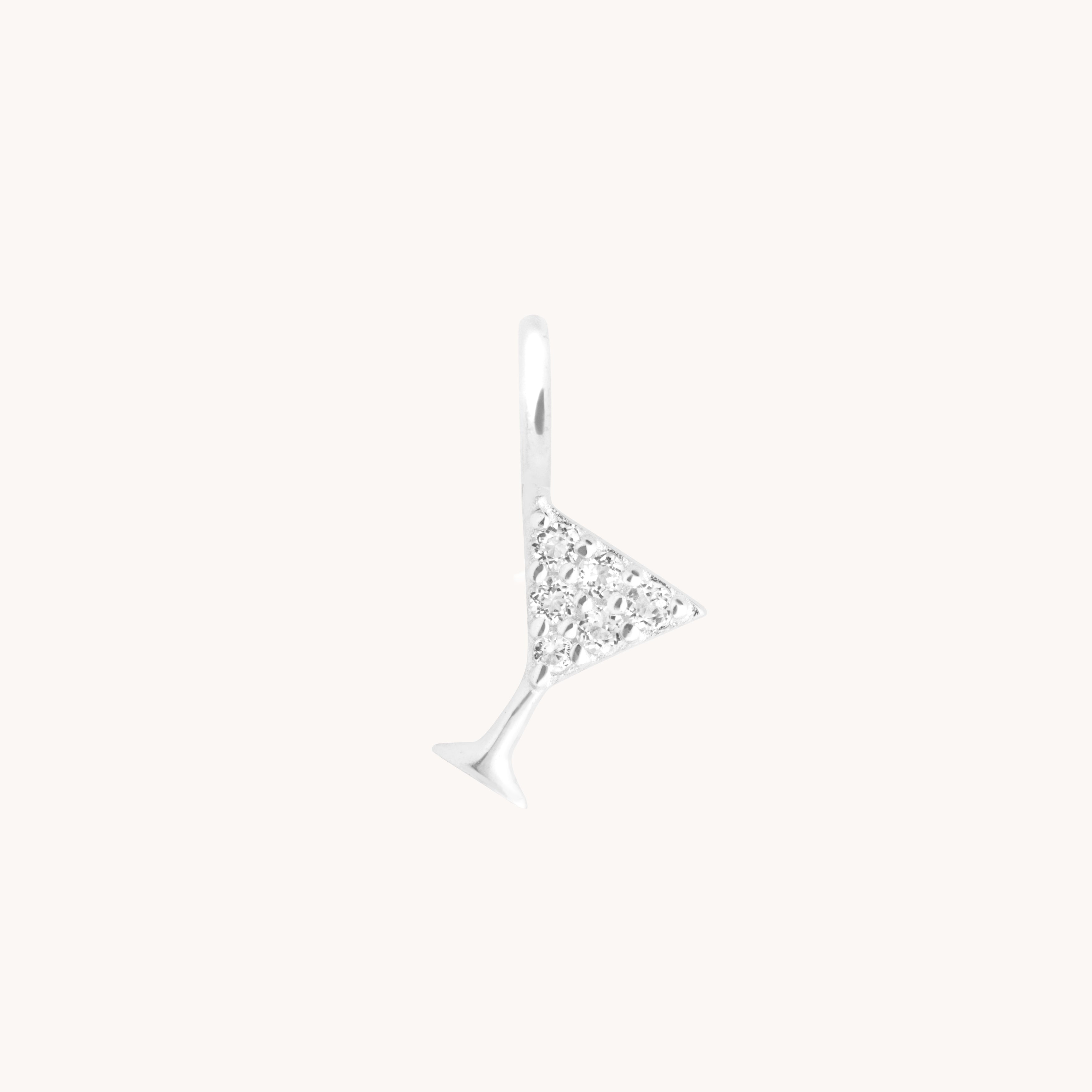 Martini Pavé Charm 9k White Gold