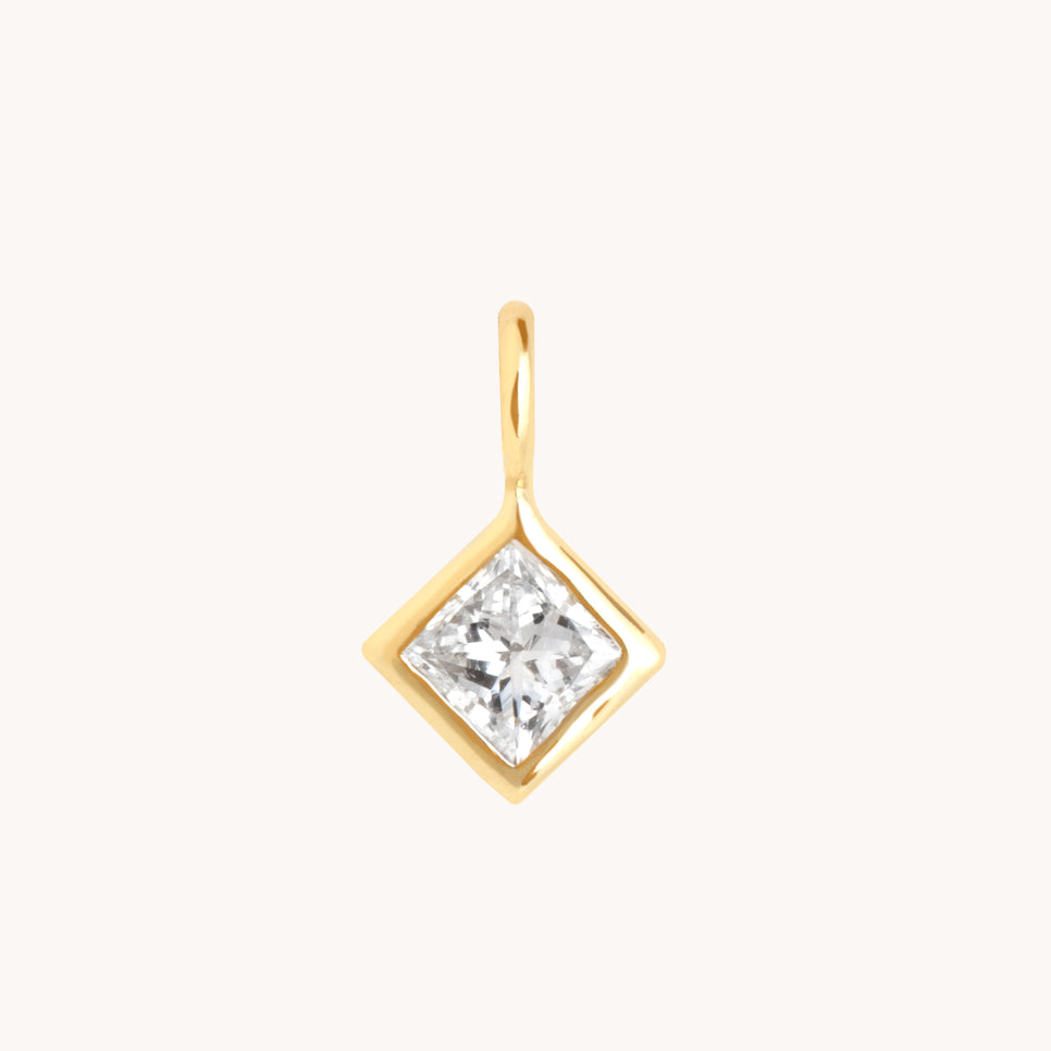 Diamond Square Charm 9k Gold