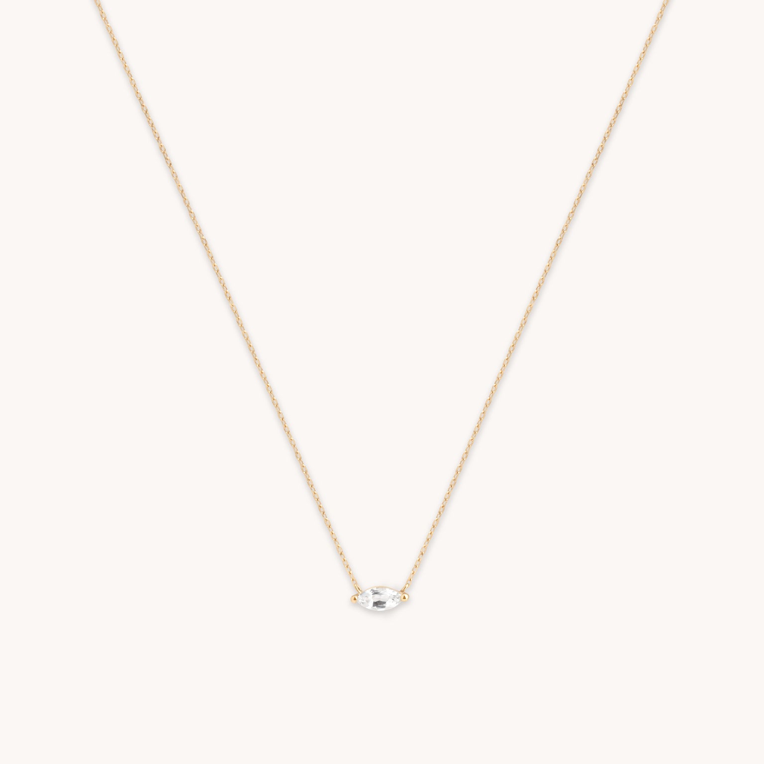 White Topaz Marquise Necklace in Solid Gold