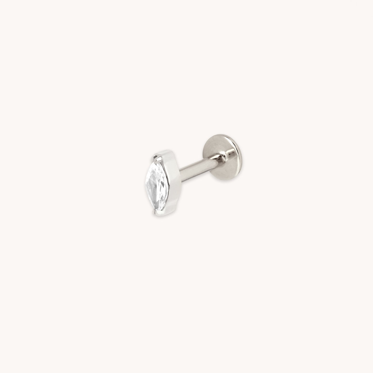 Crystal Marquise Titanium Piercing Stud in Platinum