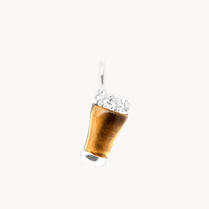 Pint of Beer Charm 9k White Gold