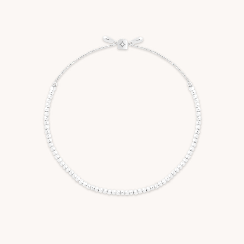 Beaded Bracelet in Solid White Gold