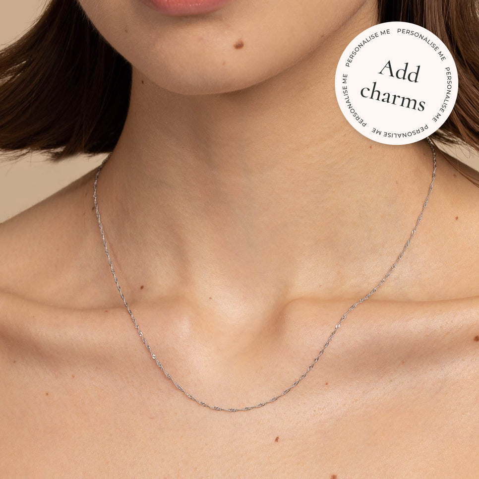 Astrid Chain Necklace in Solid White Gold