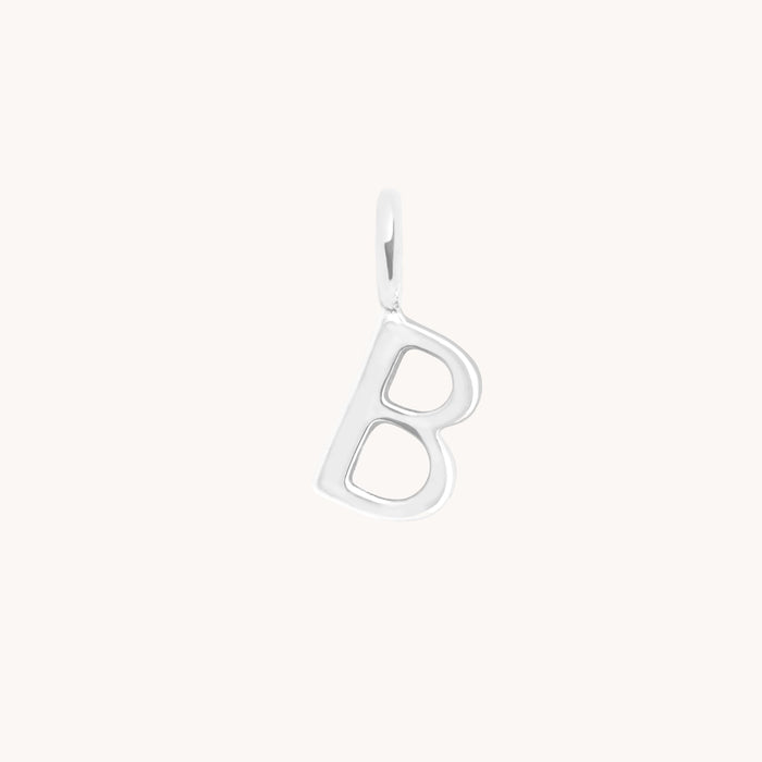 B Initial Charm 9k White Gold