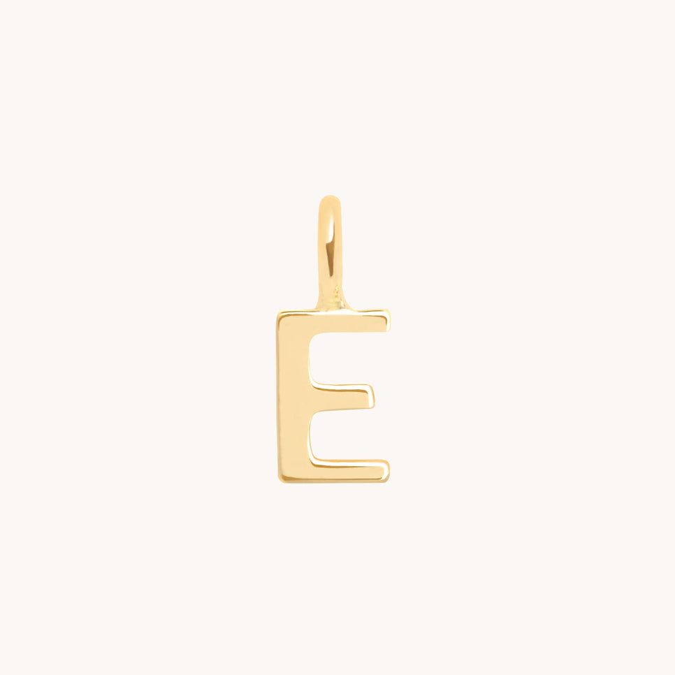 E Initial Charm 9k Gold