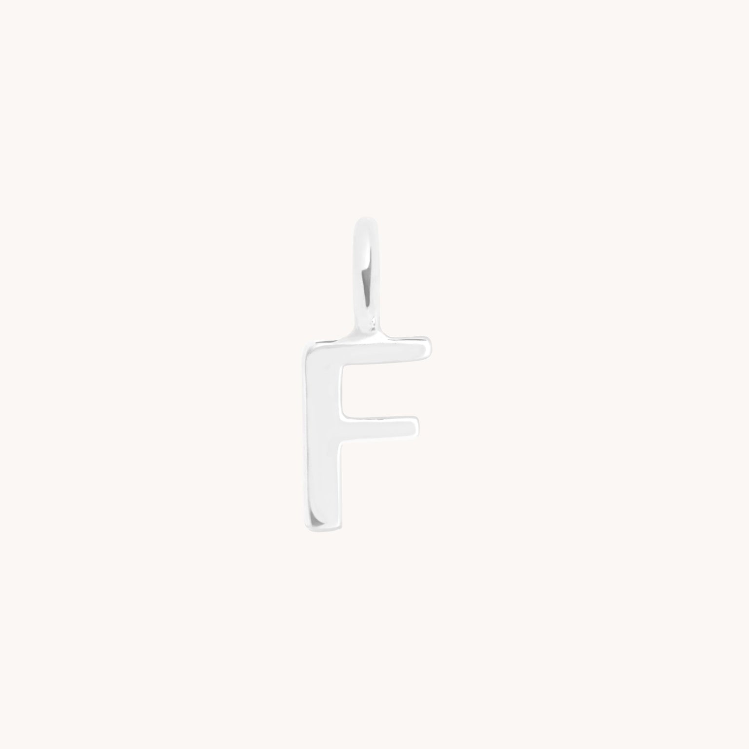 F Initial Charm 9k White Gold