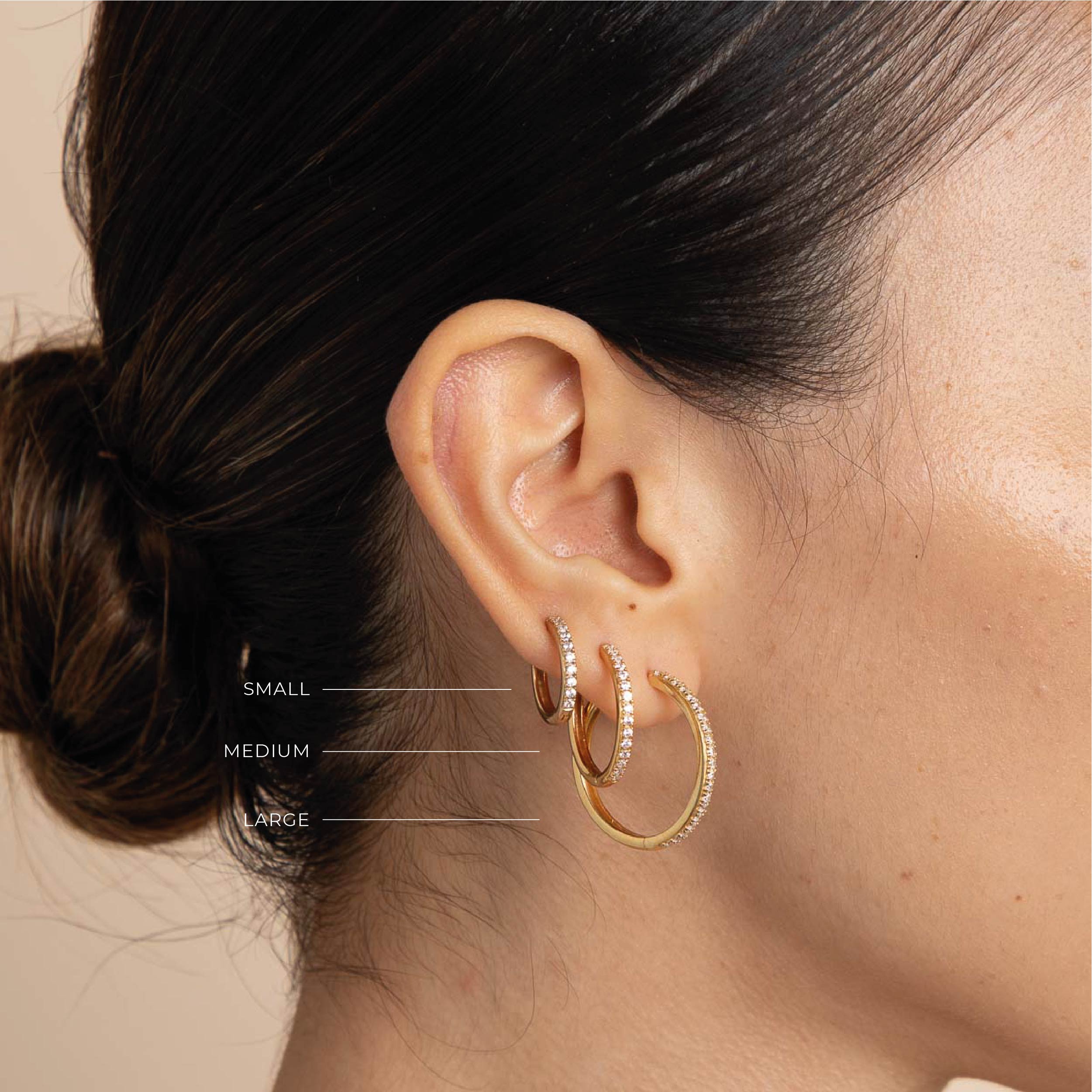 Small Crystal Hoop Earrings on Gold | 1.25