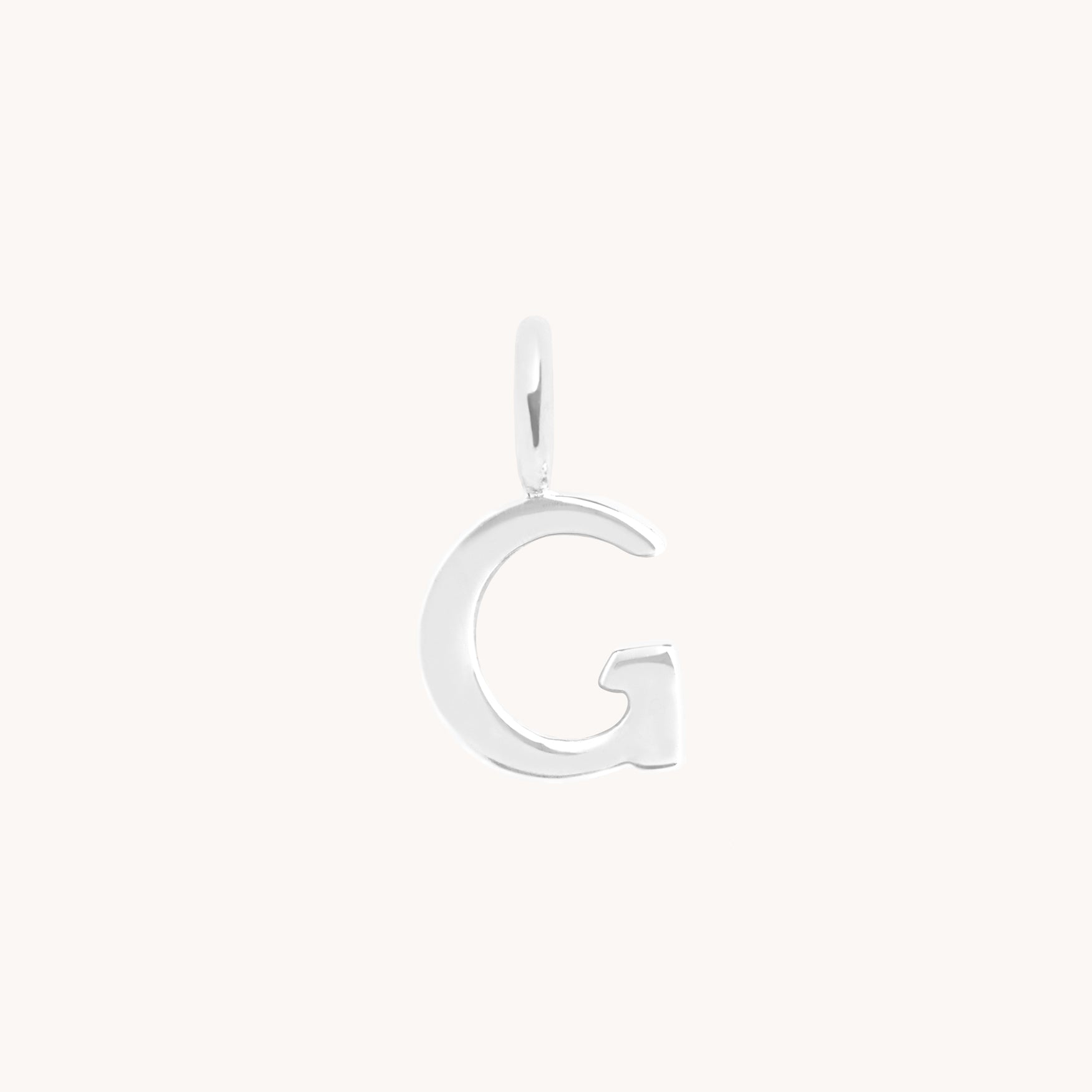 G Initial Charm 9k White Gold