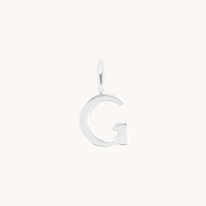 G Initial Charm 9k White Gold