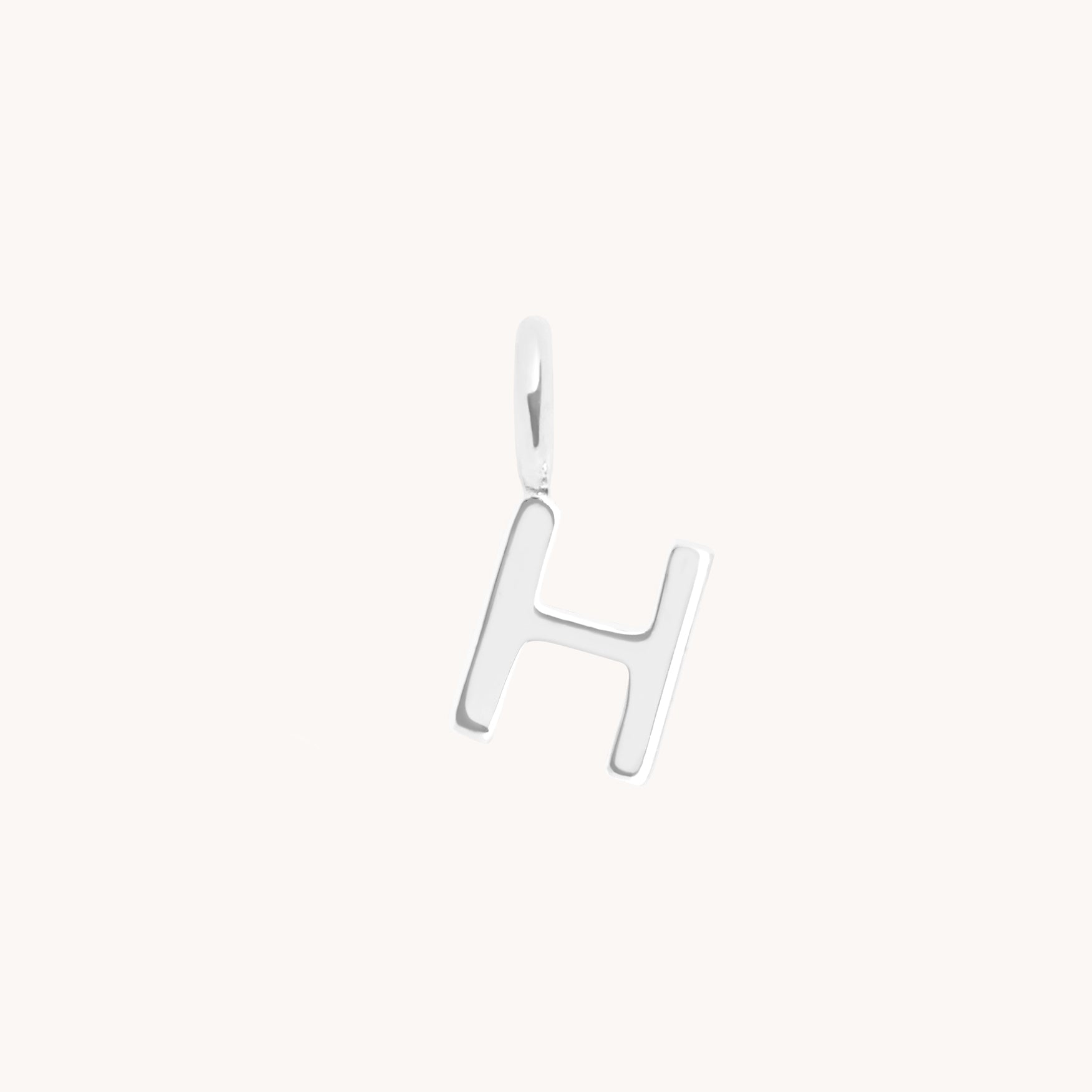 H Initial Charm 9k White Gold