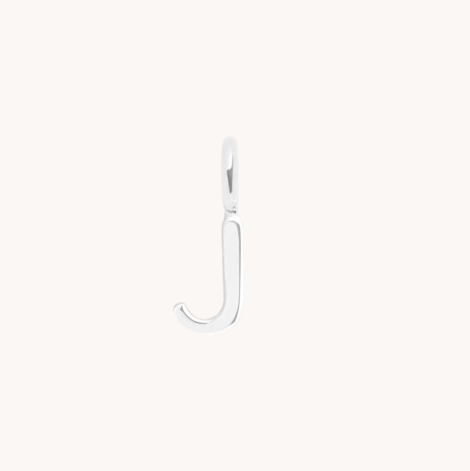 J Initial Charm 9k White Gold