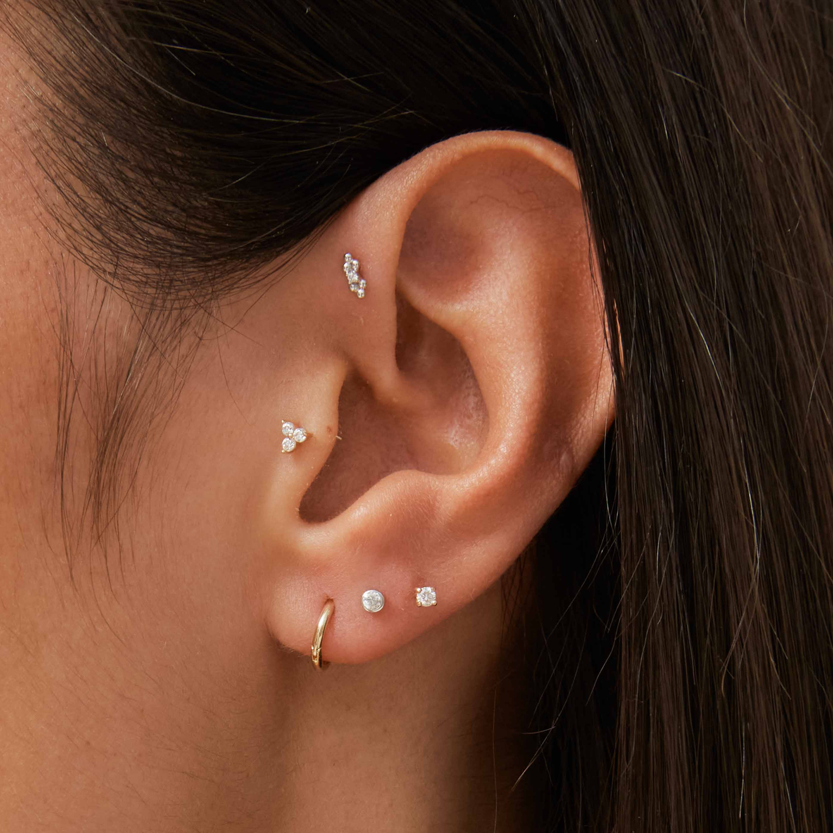 Three stud hot sale ear piercing