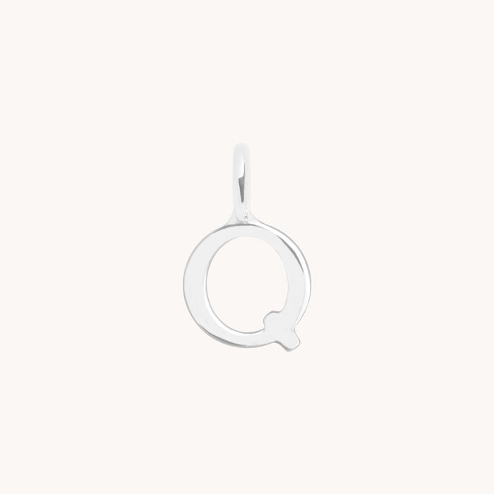 Q Initial Charm 9k White Gold